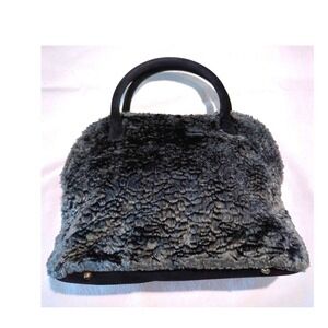 Vintage Faux Fur Handbag Saks Paris La Maison Fausse Fourrure Leather Trim